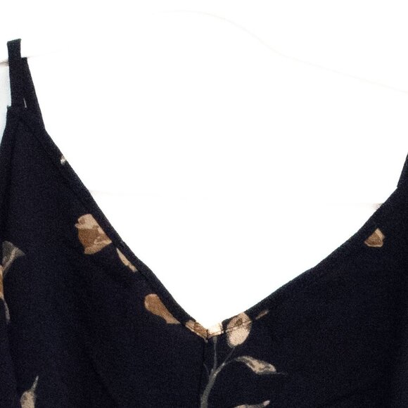 Windsor Teens Floral Knot Hem Sleeveless Top V-Neck Navy & Brown Size M - Picture 6 of 8
